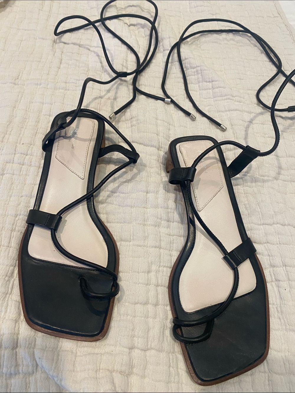 rag & bone Black Lace-Up Square-Toe Sandals